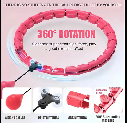 JKSHMYT Weighted Hula Circle Hoop for Adults 47 Inch 24 Detachable Links Smart Fit Hoop Ideal for Home Training & Fitness Routines
