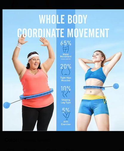 JKSHMYT Weighted Hula Circle Hoop for Adults 47 Inch 24 Detachable Links Smart Fit Hoop Ideal for Home Training & Fitness Routines