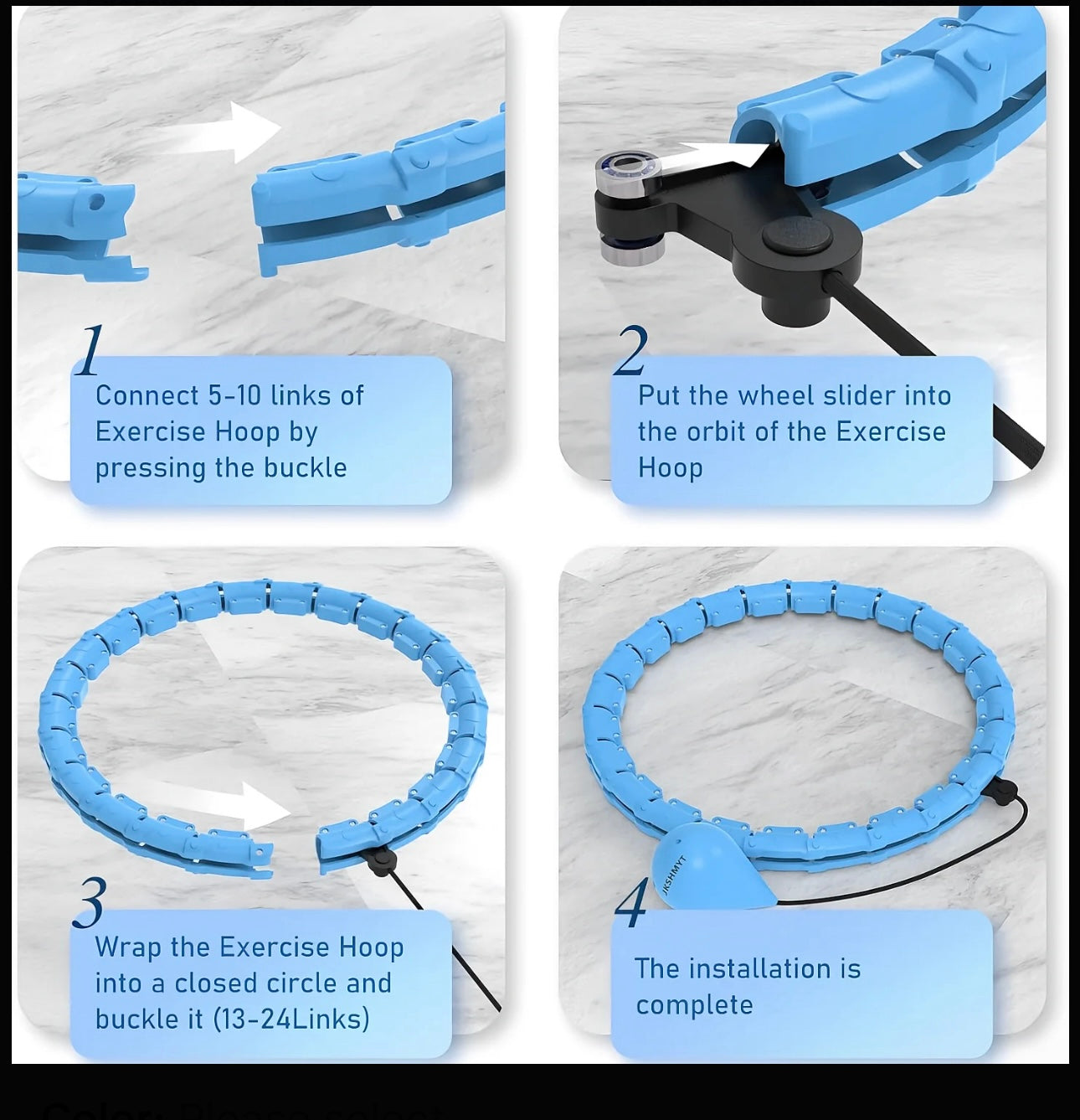 JKSHMYT Weighted Hula Circle Hoop for Adults 47 Inch 24 Detachable Links Smart Fit Hoop Ideal for Home Training & Fitness Routines